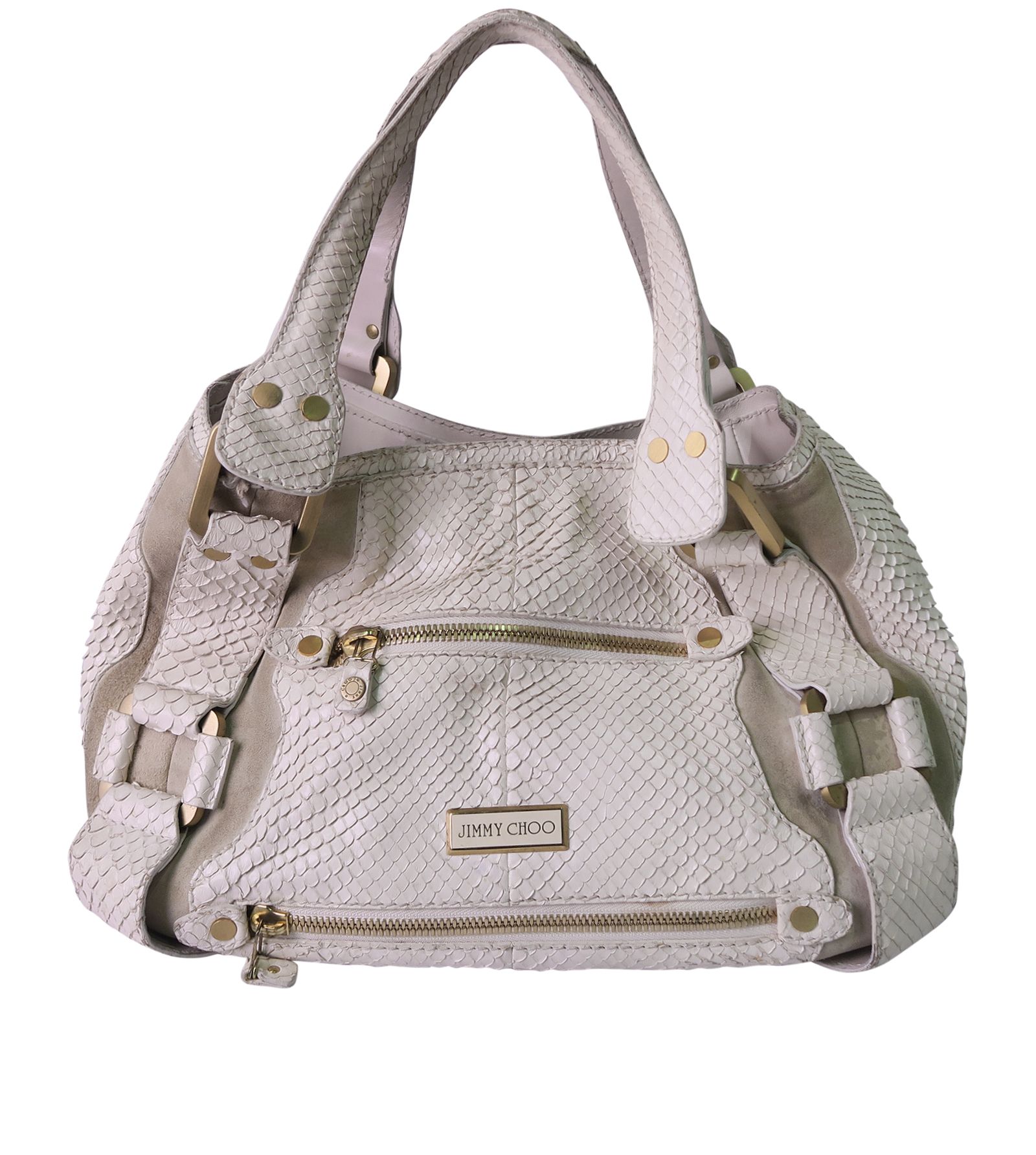 Jimmy Choo Mahala White Leather Suede Tote popular Bag